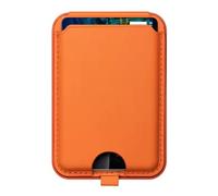 MagSafe Étui de téléphone portable, en cuir végétalien, porte-cartes magnétique, portefeuille, pour iPhone 16, 15, 14, 13, 12/Pro/Pro Max/Plus, espace pour jusqu'à 3 cartes, orange