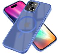 MagSafe Housse hybride pour iPhone 15 Frosted Hard Case Protection du bord Etui pour téléphone portable Bleu clair