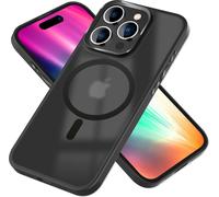 MagSafe Housse hybride pour iPhone 15 Pro Max Frosted Hard Case Protection Housse de téléphone portable noire