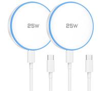 MagSafe Lot de 2 chargeurs magnétiques sans fil de 25 W compatibles avec iPhone 17/16/15/14/13/12 et AirPods 4/3/2/Pro MagSafe