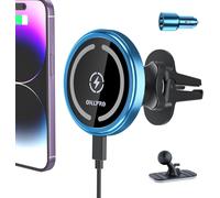 Magsafe Magnetic Car Dashboard Phone Holder, 15w Induction Charger, Wireless Car Mount With Iphone 16/15/14/13/12 Series, With Adapter And 3m Adhesive Base
