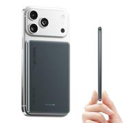 Magsafe Power Bank Ultra Slim 5000 mAh, 8 mm - Batterie Externe PD 20 W USB-C - Charge Rapide par Induction - pour iPhone 16/15/14 - Gris