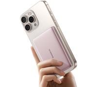 Magsafe Power Bank Ultra Slim Powerbank Magnétique Ultra Légère Pour Iphone 16/15/14,Mini Wireless 5000 Mah,Usb-C Pd 20 W,Batterie Externe Avec Écran Led,Rose