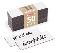 Magstick 50 étiquettes magnétiques effaçables et réutilisables I 10 x 3 cm blanc I pour rayonnages bureau école et atelier I à écrire au marqueur non permanent I mag815