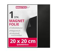 Magstick Feuille ferromagnétique adhésive 1 pc 20 x 20 cm 0,5 mm - mag010 | face avant brute non couchée, dos autocollant, découpe ciseaux/cutter