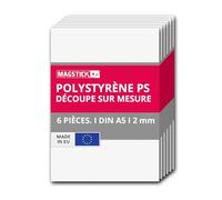Magstick Plaques en polystyrène I Set de 6 feuilles PS blanches A5 14,8 x 21 cm x 2 mm I Plastique rigide et thermoformable I Pour modélisme architecture bricolage DIY I mag264