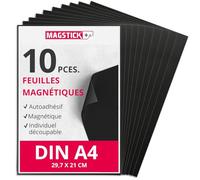 Magstick Set de 10 feuilles de papier magnétique | blanc | format A4 | DIY | imprimable avec une imprimante jet d'encre courante | pour écrire imprimer ou utiliser comme photo magnétique | mag220