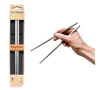 MAGSTICKS Baguettes magnétiques en titane | Légères et réutilisables, avec pochette en polyester recyclé et encoches rainurées sur les pointes | Idéales pour la vaisselle, la randonnée, le camping