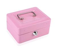 MAGT Boite avec Cadenas - Caisse à Monnaie en Acier, Mini Ménage Portable, Ferme À Clé, Rose