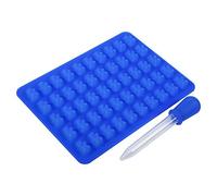 MAGT Moule à Chocolat, 50 Cavités Silicone Gummy Bear Bonbons Moules Ice Cube Plateaux Chocolat Candy Ice DIY Artisanat Plateau Bear Silicone Maker Moule Cuisine Outil(Bleu foncé)