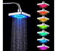 MAGT Pommeau de Douche LED, 7 Couleurs Douchette LED Carré avec 7 Couleurs Changement, Pomme de Douche Lumineux pour Salle de Bain Maison