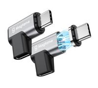Magtame Lot de 2 Connecteurs USB-C Magnétiques en L, 90°, 240 W, 40 Gbit/s | Format compact en L avec embout magnétique amovible, USB-C mâle/femelle 24 broches, charge 240 W, 40 Gbit/s et vidéo 4K/60Hz.
