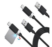 Magtame StayCable - Lot de 2 câbles magnétiques USB A vers USB C - 1,5 m - 3 A 27 W - Charge rapide de type C - Anti-chute - En nylon tressé - Pour lit, bureau, voiture