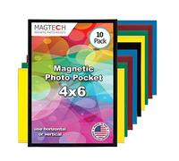 Magtech Magnetic Photo Pocket Picture Frame, Color Pops, Holds 4x6 Inch Photos, 10 Pack Assorted Colors, Made in the USA (94610)