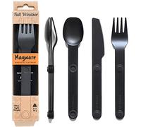 MAGWARE Utensils de camping magnétiques - Argenterie de voyage réutilisable avec un étui pour le camping pique-nique au bureau et la boîte à lunch de votre enfant cool | Cutlery de poche | Set de