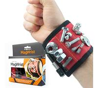 MagWrist Bracelet magnétique rouge pour vis, clous, forets, idéal pour menuiserie, bricolage, électricien, mécanicien