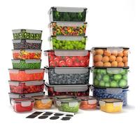 MAGY Boîtes de Conservation Alimentaire Hermétiques en Plastique - Lot de 22 Boîtes Étanches Sans BPA avec Couvercles - Compatibles Micro-ondes et Lave-Vaisselle - Étiquettes & Marqueur Inclus