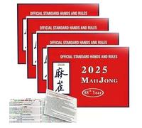 Mah Jongg MahJong Cards 2025 Lot de 4 cartes de score avec mains et règles officielles standard révision officielle, cartes de mahjong américaines à grand imprimé, carte de règle facile à lire pour