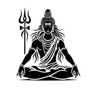 maha shivratri seigneur shiva Décorations murales en vinyle 42x47.8cm Décoration artistique Noir