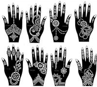 Mahal Lot de 8 pochoirs de tatouage au henné pour les mains