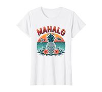 Mahalo for The Memories Tropical Ananas Sunset, Hawaïens T-Shirt, Femme, Blanc, XS