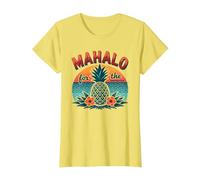 Mahalo for The Memories Tropical Ananas Sunset, Hawaïens T-Shirt, Femme, Citron, XL