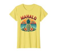 Mahalo for The Memories Tropical Ananas Sunset, Hawaïens T-Shirt, Femme, Citron, XS