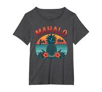 Mahalo for The Memories Tropical Ananas Sunset, Hawaïens T-Shirt, Femme Grandes Tailles, Chiné Foncé, 5X