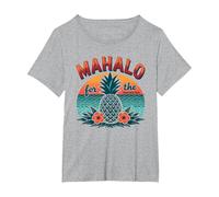 Mahalo for The Memories Tropical Ananas Sunset, Hawaïens T-Shirt, Femme Grandes Tailles, Gris Chiné, 2X