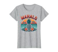 Mahalo for The Memories Tropical Ananas Sunset, Hawaïens T-Shirt, Femme, Gris Chiné, S