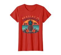 Mahalo for The Memories Tropical Ananas Sunset, Hawaïens T-Shirt, Femme, Rouge, 3XL