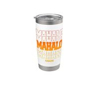 Mahalo Hawaii in Stacked Sunset Colors Text Gobelet isotherme en acier inoxydable double paroi