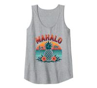 Mahalo pour Les Souvenirs de Coucher de Soleil d'ananas tropicaux hawaïens Débardeur, Femme, Gris Chiné, XL