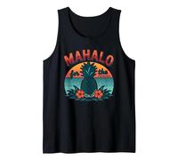 Mahalo pour Les Souvenirs de Coucher de Soleil d'ananas tropicaux hawaïens Débardeur, Homme, Noir, XL