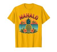 Mahalo pour Les Souvenirs de Coucher de Soleil d'ananas tropicaux hawaïens T-Shirt, Homme, Doré Vif, 3XL