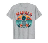 Mahalo pour Les Souvenirs de Coucher de Soleil d'ananas tropicaux hawaïens T-Shirt, Homme, Gris Chiné, S