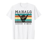 Mahalo Shaka Vintage Années 70 Main Hawaï Coucher de Soleil Rétro T-Shirt