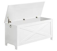 MAHANCRIS 100 cm Coffre à Jouets, Banc de Rangement d'Entrée robuste avec Charnière de Sécurité, Coffre à Jouets vintage, Meuble décoratif avec un Aspect Bois pour Salon, Chambre, ASCWT48101Z1