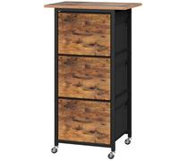 MAHANCRIS Caisson de Bureau Mobile, Support d'Imprimante avec 3 Tiroirs, Meuble de Rangement à Roulettes, Barre Réglable pour Dossiers Formats A4 et Lettre, pour Télétravail, Marron Rustique AFCHR5901