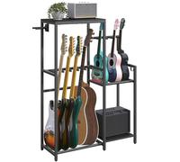 MAHANCRIS Support de guitare pour 9 guitares, acoustiques, électriques, basses, ukulélés, banjo, tourne-disques, support de présentation en mousse EVA pour studio de musique, noir AGSHB8501