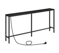 MAHANCRIS Table Console avec Station de Charge, Console Meuble Mince de 160 cm, Table d'Entrée Industrielle avec Ports USB, Table d'Appoint de Canapé pour Entrée, Couloir, Noir ACTHB16UE01