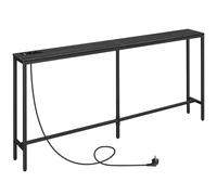 MAHANCRIS Table Console avec Station de Charge, Console Meuble Mince de 180 cm, Table d'Entrée Industrielle avec Ports USB, Bout de Canapé de Canapé pour Entrée, Couloir, Noir ACTHB18UE01