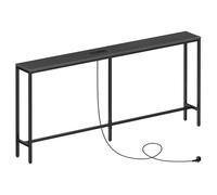 MAHANCRIS Table d’Appoint étroite avec Station de Charge, Bout de Canapé de 160 cm, Table d’Entrée utilisée derrière canapé, Table Console pour canapé, Couloir, Salon, Noir ACTBK165UE01