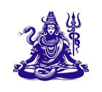 mahashivratri spécial mahakal dieu hindou tatouage seigneur shiva art silhouette har har mahadev Stickers lettrage 54.6x59.9cm Embellissement mural Bleu foncé
