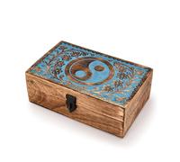 Mahasu Boîtes à bijoux en bois de manguier - Sculptures de Tai Chi - Coffre au trésor multifonction (20,3 x 12,7 x 7,6 cm)