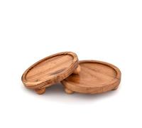 Mahasu Lot de 2 présentoirs ronds en bois d'acacia pour comptoir de cuisine ou de salle de bain (15,2 x 15,2 x 3,8 cm)