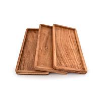 Mahasu Lot de 3 Plateaux de Service en Bois d'acacia avec Bord surélevé pour décoration d'intérieur, Nourriture, légumes, Fruits, charcuterie (35,6 x 15,2 x 1,9 cm)