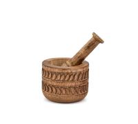 Mahasu Mortier et pilons en bois de manguier de style rustique pour herbes et épices Masala Mélangeur manuel Kharal Bol de purée Gadgets de cuisine Mortier 10,2 x 7,6 cm Pilon 14 cm