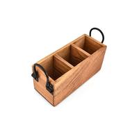 Mahasu Organisateurs de couverts en bois d'acacia à 3 compartiments, organisateur d'ustensiles de comptoir pour argenterie, fourchette, cuillère (22,9 x 8,9 x 10,2 cm)