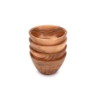 Mahasu Soup Bowl Acacia Wood Bowl Sets of 4 Prep Bowl Dinner Bowls Cereal Rice Bowls Multipurpose Round (11.43cm x 11.43cm x 6.35cm)
